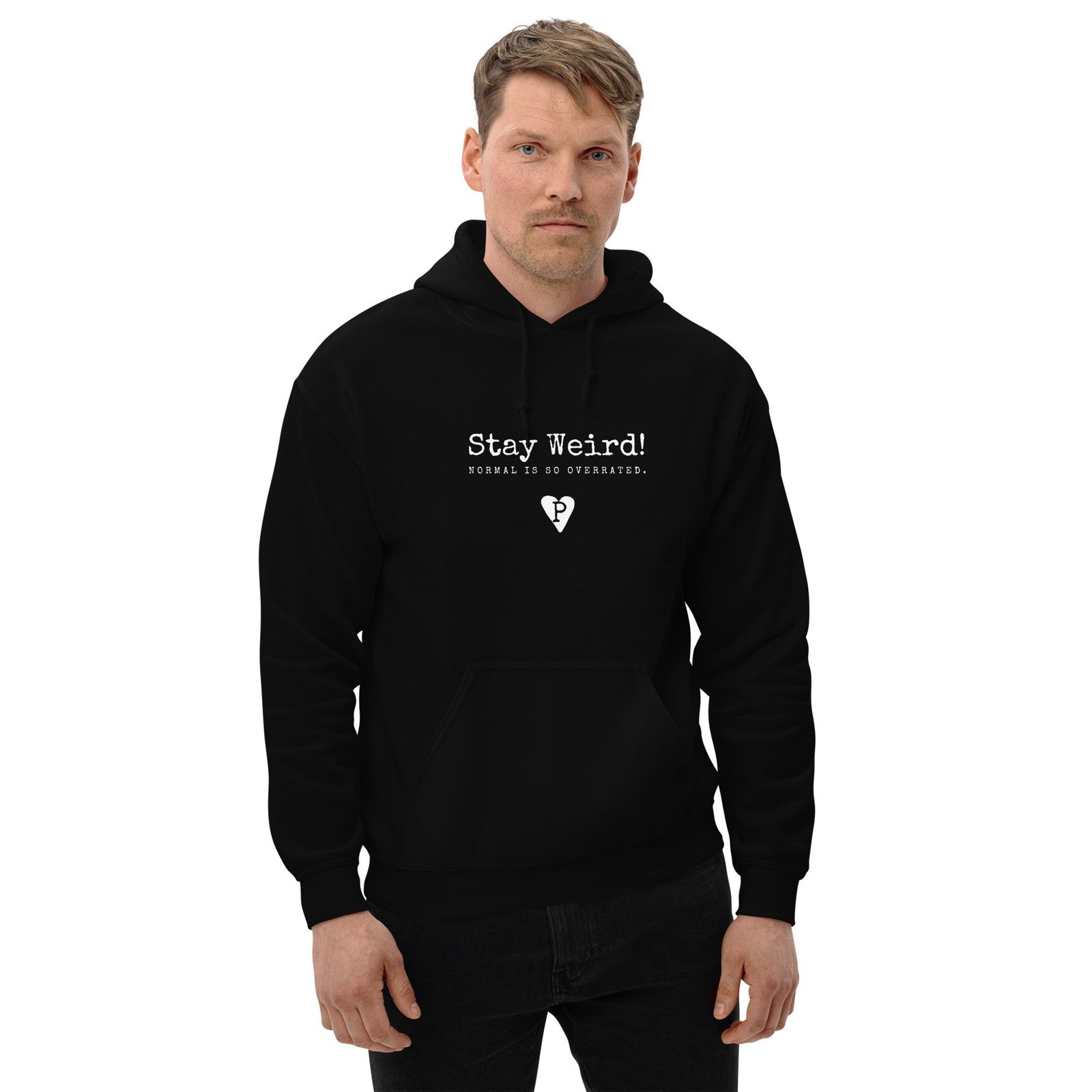 Unisex Hoodie Black Stay Weird! Normal is so overrated. - Image 2