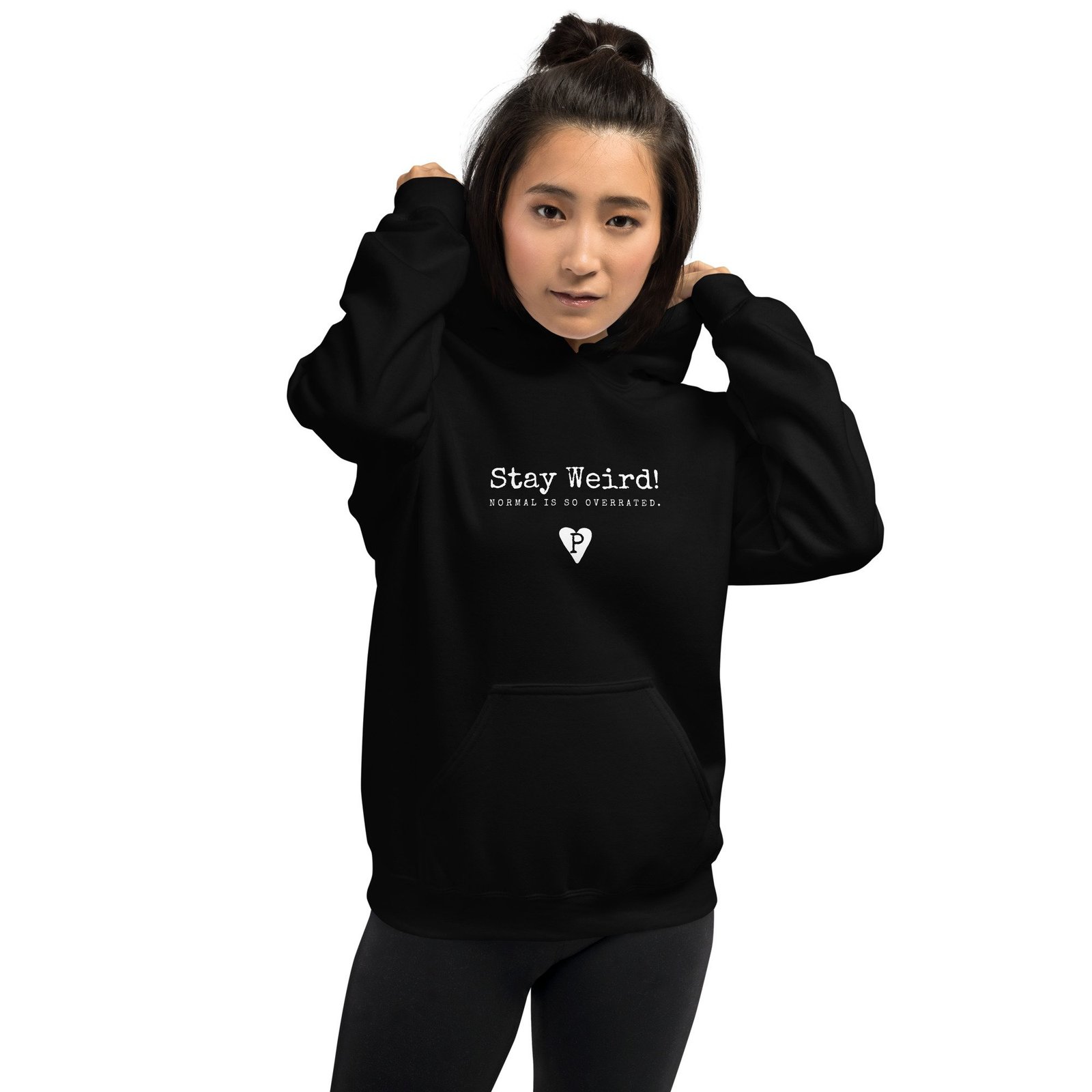 Unisex Hoodie Black Stay Weird! Normal is so overrated. - Image 3