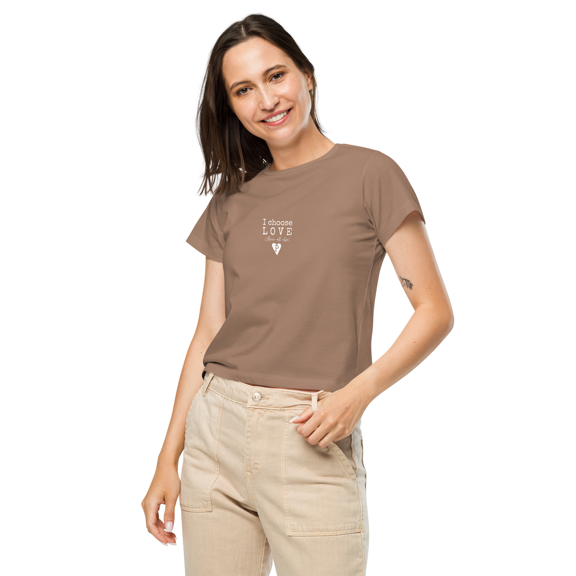 Women’s high-waisted t-shirt I choose love - Image 10