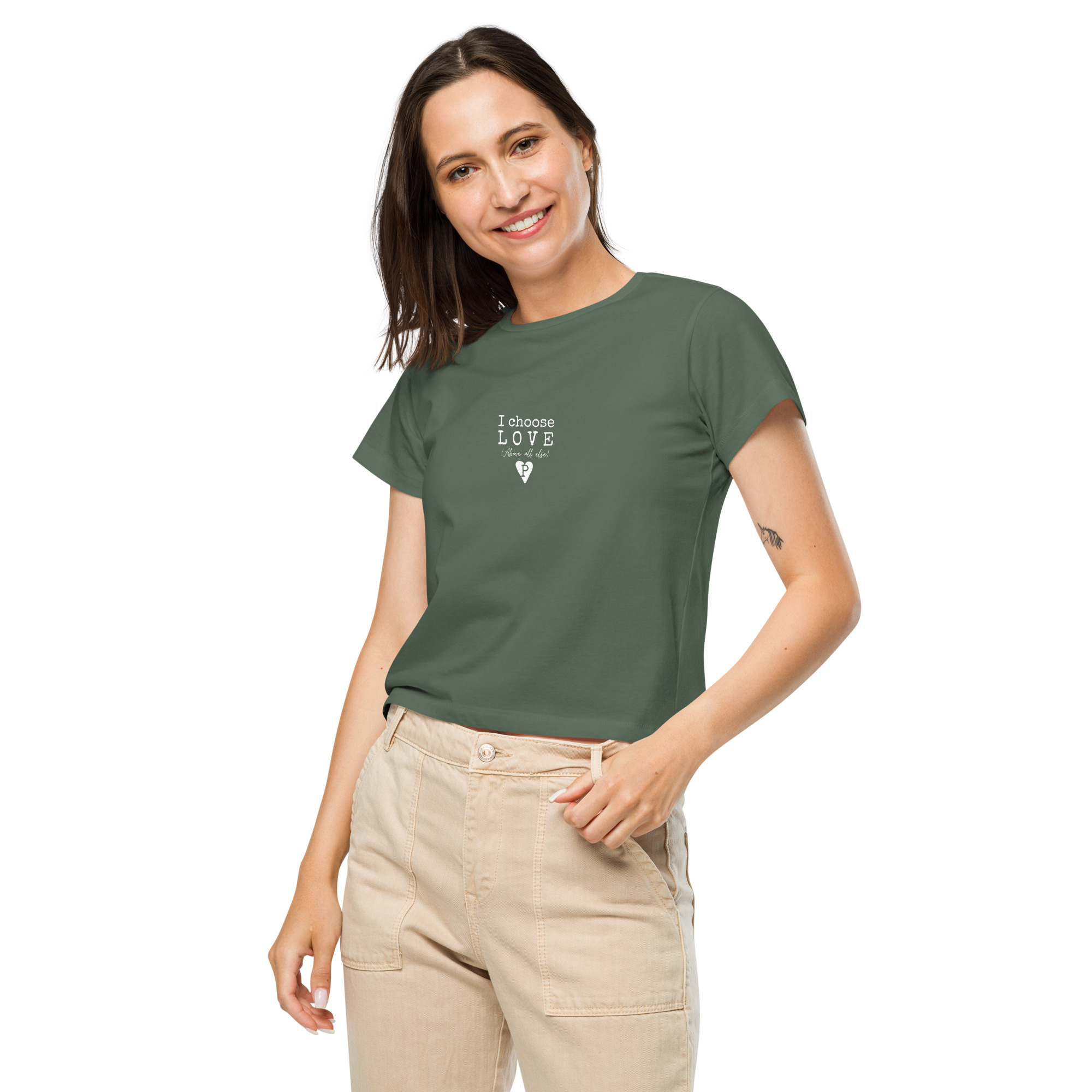 Women’s high-waisted t-shirt I choose love - Image 8