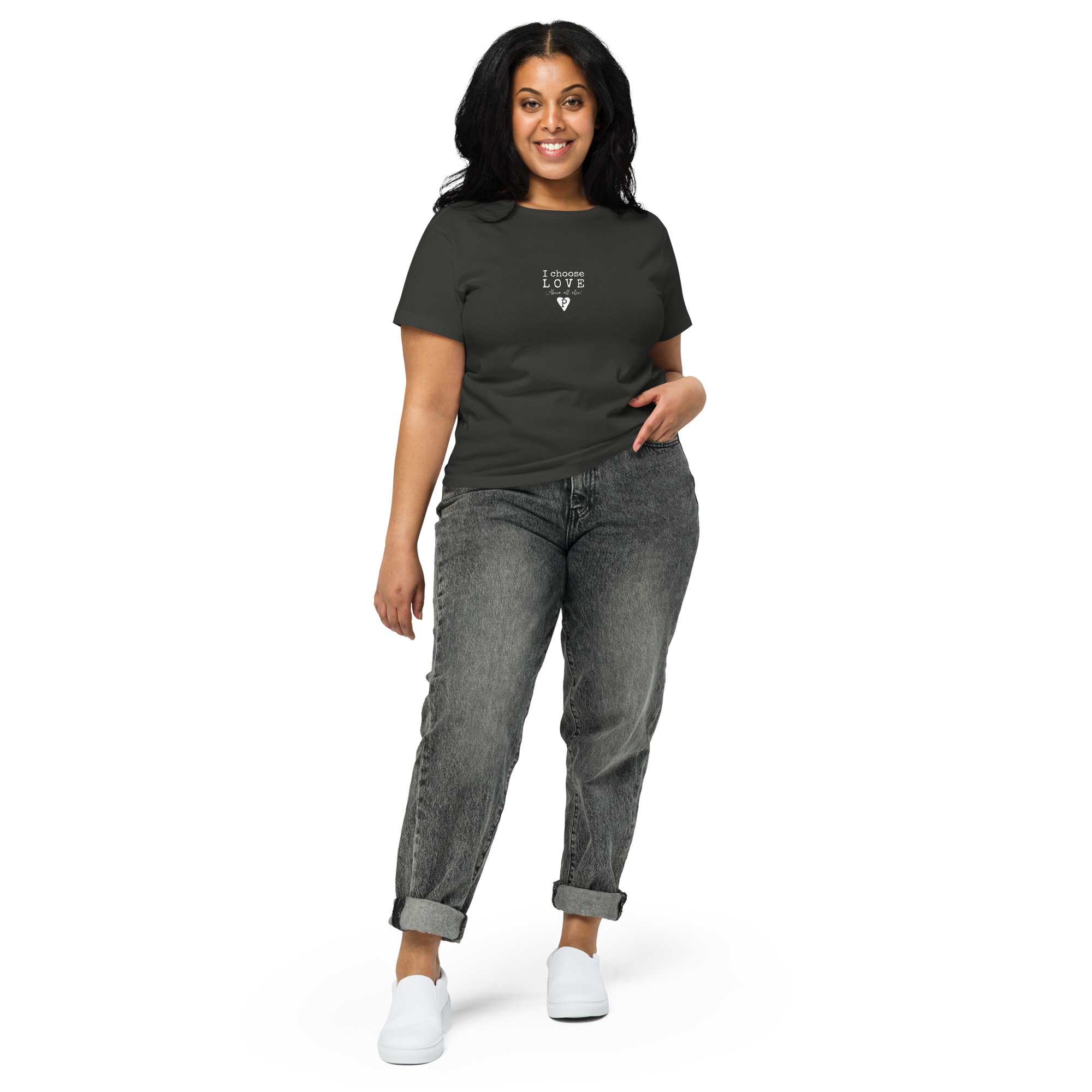 Women’s high-waisted t-shirt I choose love - Image 4